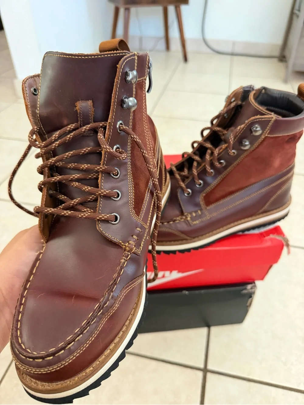 Clarks Men’s Brown Leather & Suede Lace-Up Boots